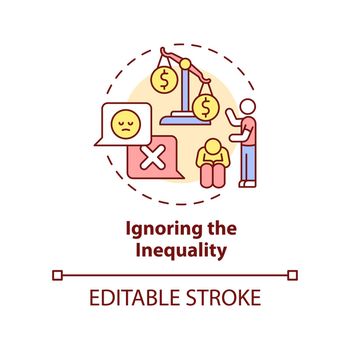 Ignoring inequality concept icon