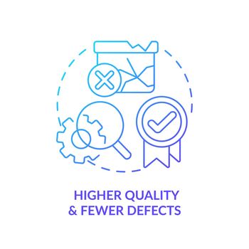 Higher quality and fewer defects blue gradient icon