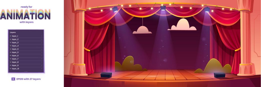 Theater stage cartoon background for animation