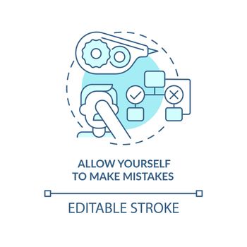 Allow yourself to make mistakes turquoise concept icon