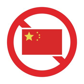 Chinese flag and ban symbol.