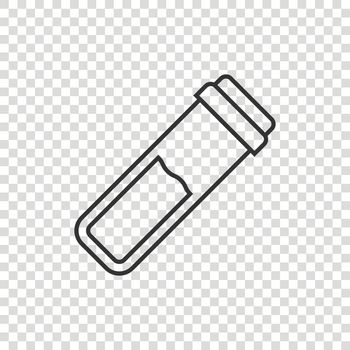 Blood in test tube icon in flat style. Laboratory flask vector illustration on isolated background. Liquid in beaker sign business concept.