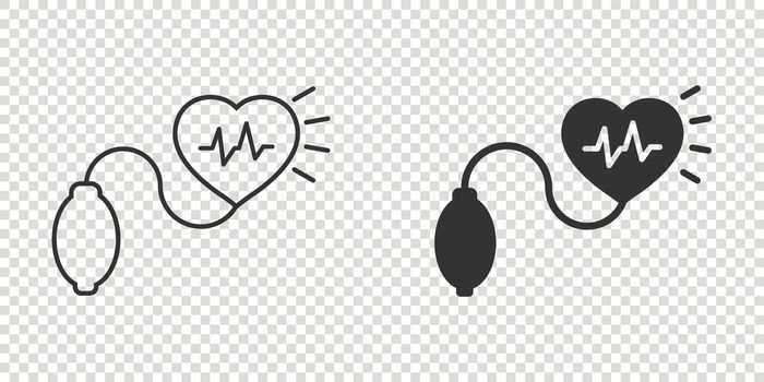 Arterial blood pressure icon in flat style. Heartbeat monitor vector illustration on isolated background. Pulse diagnosis sign business concept.