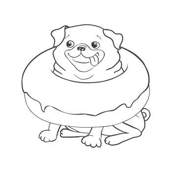Pug vector hand drawing illustration in black color