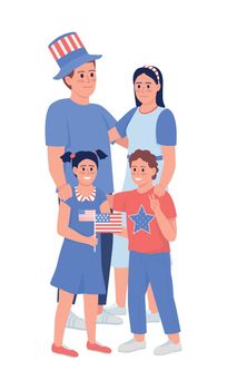 Family with American symbolic semi flat color vector characters