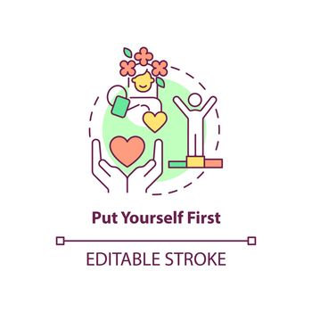 Put yourself first concept icon