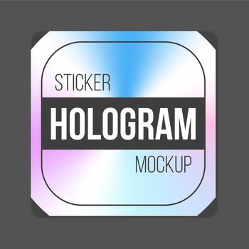 Holographic stickers. Holography gloss shapes. Vector gradient labels mockup