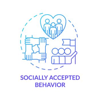 Socially accepted behavior blue gradient concept icon