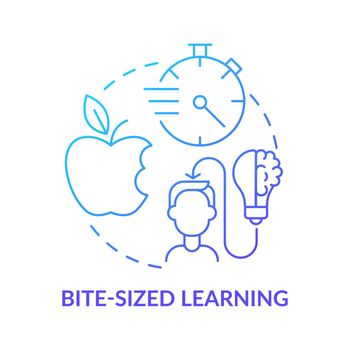 Bite sized learning blue gradient concept icon