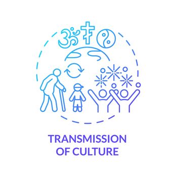 Transmission of culture blue gradient concept icon
