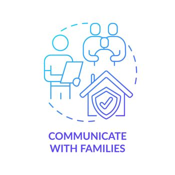 Communicate with families blue gradient concept icon
