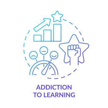 Addiction to learning blue gradient concept icon