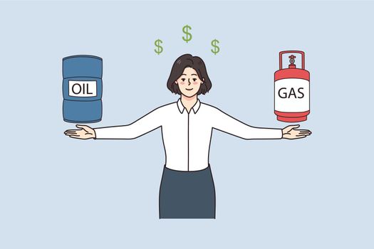 Businesswoman offer oil and gas for sale