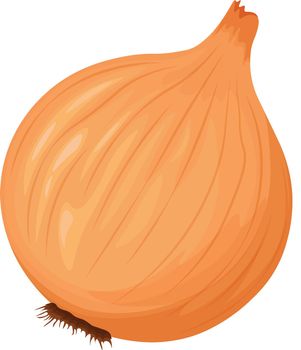 Unpeeled onion head. Vegan, vegetarian food. An ingredient for cooking.Bulbous vegetable.A natural healing remedy. Vector illustration of a bow isolated on a white background