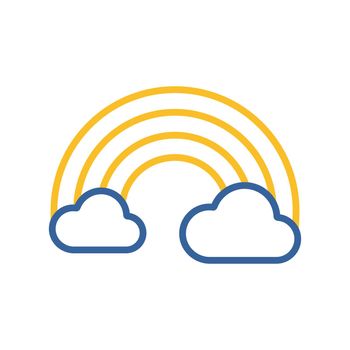 Rainbow and cloud isolated vector icon. Meteorology sign. Graph symbol for travel, tourism and weather web site and apps design, logo, app, UI