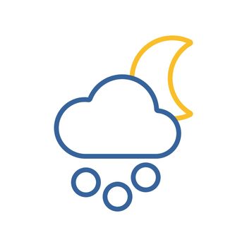 Moon cloud snow grain isolated vector icon. Meteorology sign. Graph symbol for travel, tourism and weather web site and apps design, logo, app, UI