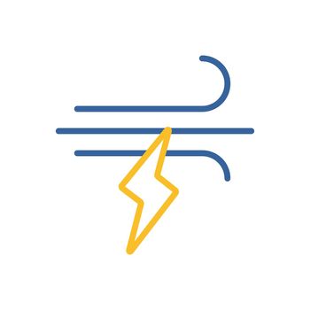 Wind lightning vector flat icon. Weather sign
