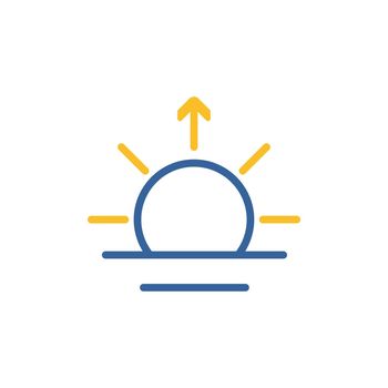 Sunrise isolated vector icon. Meteorology sign. Graph symbol for travel, tourism and weather web site and apps design, logo, app, UI