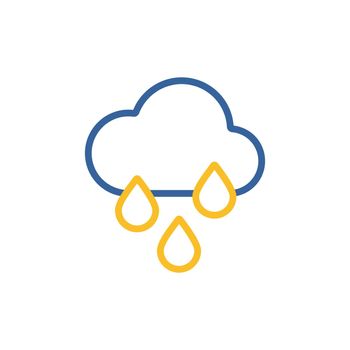 Raincloud with raindrops isolated vector icon. Meteorology sign. Graph symbol for travel, tourism and weather web site and apps design, logo, app, UI