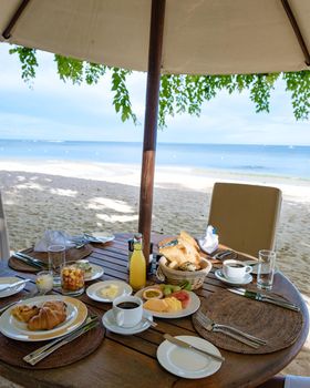 breakfast on the beach of a luxury resort during vacation