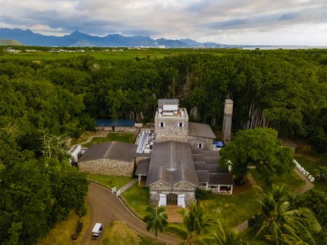 Mauritius April 2022, Chateau Mon Desir Mauritius from above with drone