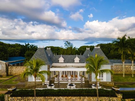 Mauritius April 2022, Chateau Mon Desir Mauritius from above with drone aerial view