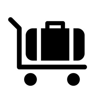 Luggage trolley vector icon on white background