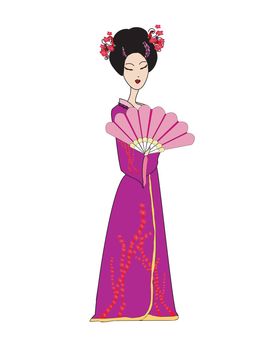 Beautiful japanese geisha girl in kimono