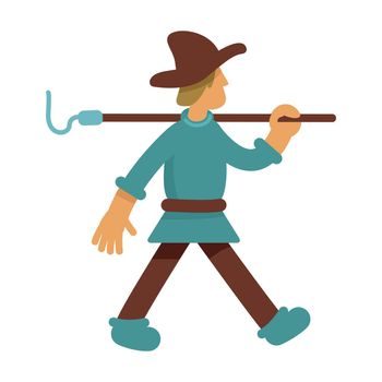 Medieval farmer semi flat color vector character