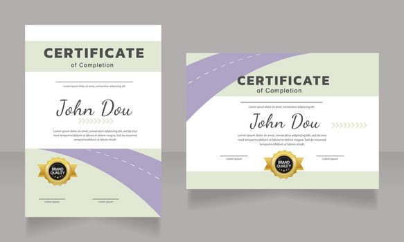Completion certificate design template