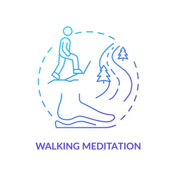 Walking meditation blue gradient concept icon