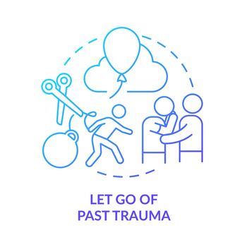 Let go of past trauma blue gradient concept icon