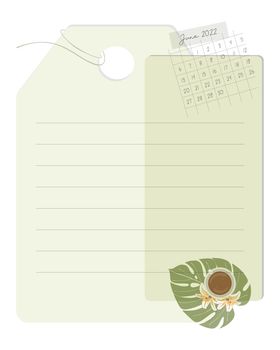 Reminder collage scrapbooking notes to do list planner, text, lined paper, coffee lillia monstera. Vintage craft.