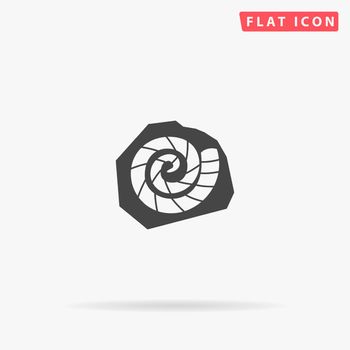 Fossilized Shell of Ammonite flat vector icon. Hand drawn style design illustrations