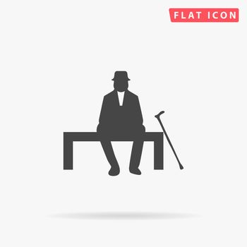 Old Man flat vector icon. Hand drawn style design illustrations