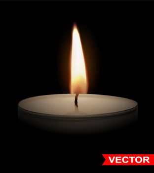 Realistic vector round wax tealight candle