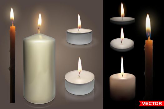 Realistic vector tealight wax candles set