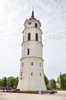 Beautiful sky over the city of Vilnius-view of the bell tower