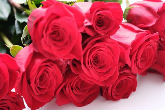 Luxury bouquet made of red roses, flower shop