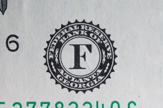 Federal reserve bank of Atlanta, Georgia. Seal on one dollar banknote