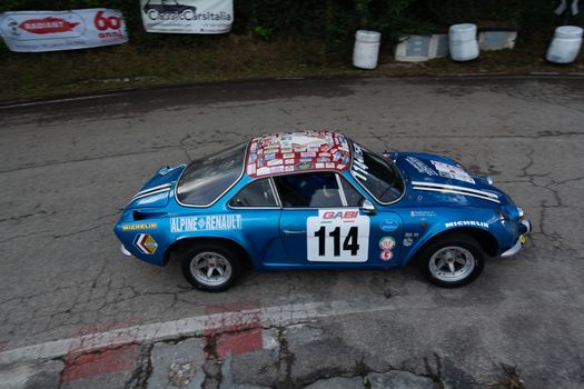 vintage car renault alpine IN RACE IN PESARO SAN BARTOLO