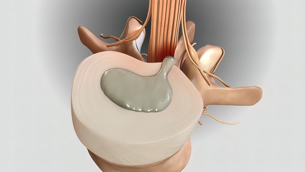 Pressure applied to the nerve as a result of the fracture of the spinal disc