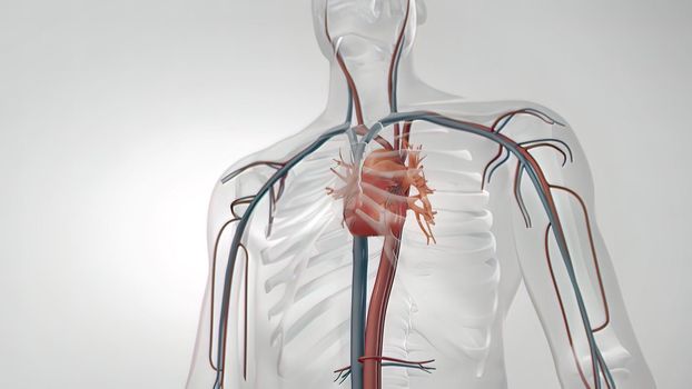 The cardiovascular system.3D medical 3D illustration beating heart