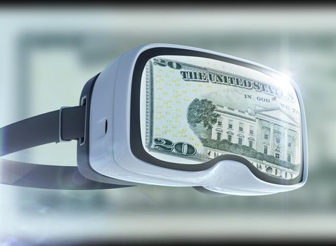 Virtual reality glasses, business, technology, internet and networking concept