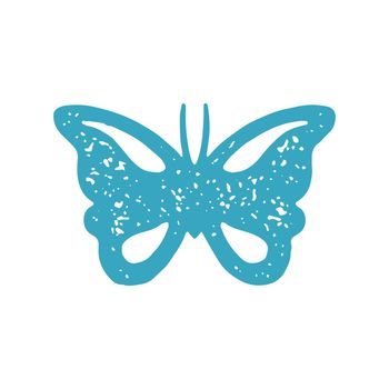 Nature hand drawn elegant butterfly winged insect summer spring wild fauna flora blue grunge texture