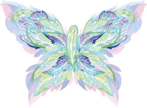 Vector boho style shape made of feathers