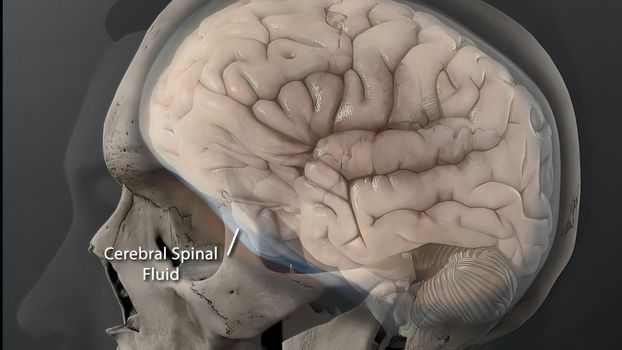 Cerebrospinal fluid inside the skull