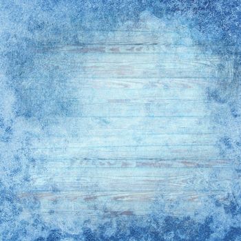 Christmas Winter Background with Ice Crystals and Wood