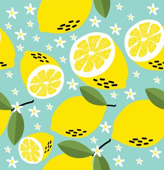 Fresh lemons Seamless pattern background