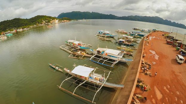 Berth with boats in the town of Coron. Palawan. Philippines.